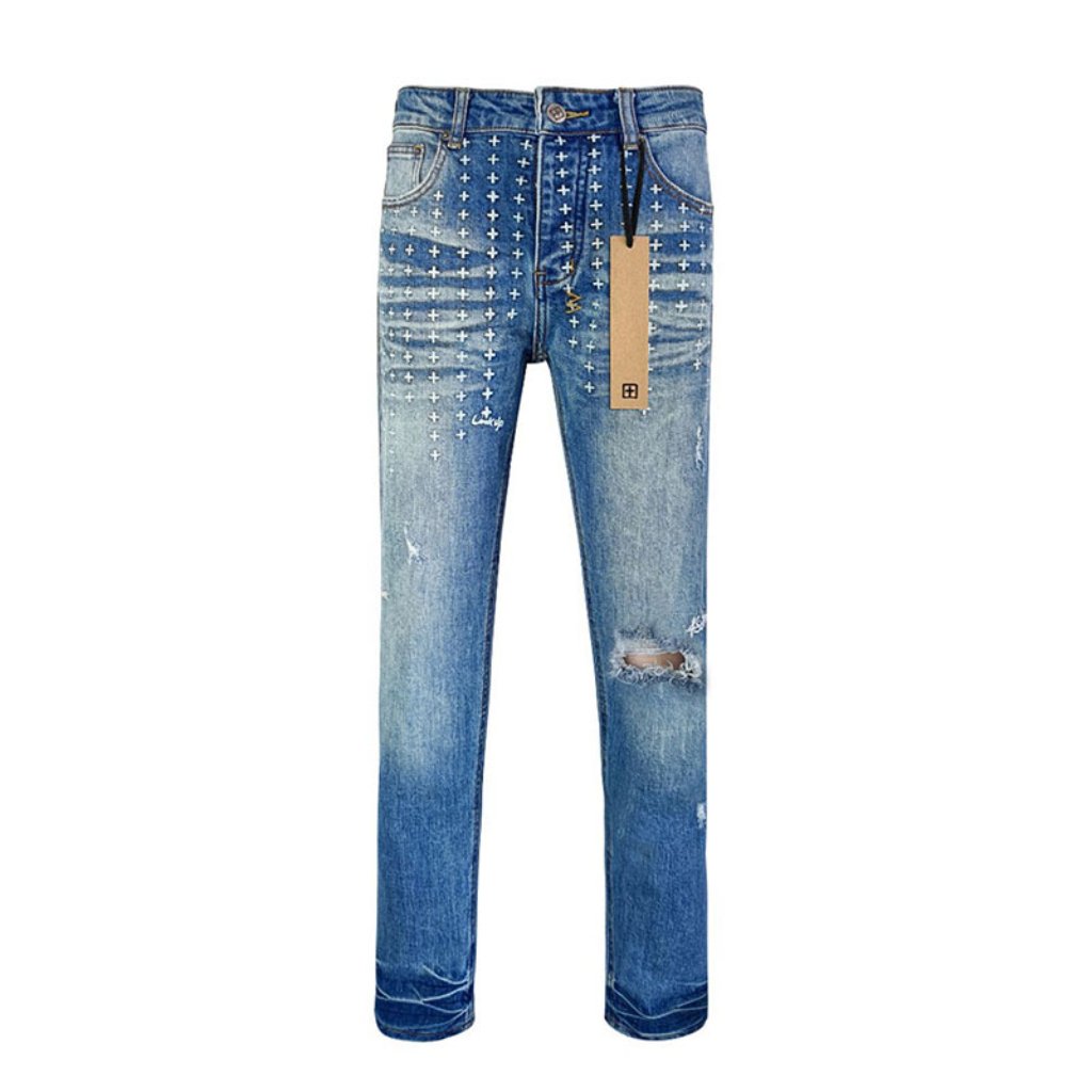 Ksubi Cross Embroidery Logo Skinny Jeans